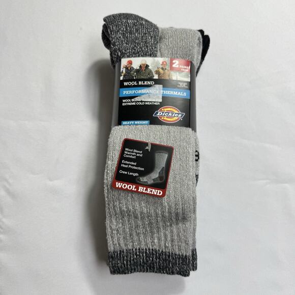 Dickies Wool Blend Performance Thermals Crew Socks 2 Pairs Men's Shoe Size 6-12 - Picture 1 of 7